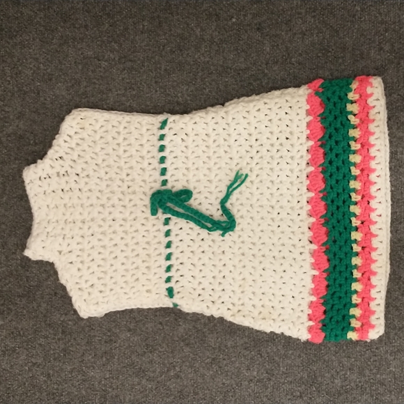 Vintage 60's 70's Crochet Knit Mini Dress Tunic Girls Groovy Mid Authentic - Picture 7 of 10